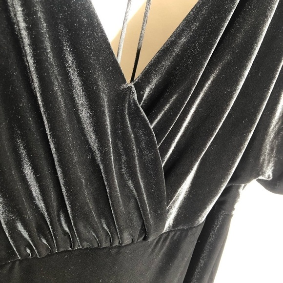 JENNY YOO Ellis Black Velvet Stretchy Long Bridesmaid Winter Wedding Gown Dress - Picture 5 of 15